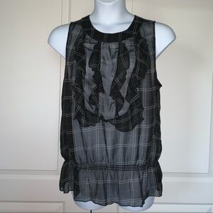 Lane Bryant Sleeveless Peplum Blouse Plaid Size 16 Sheer Ruffles